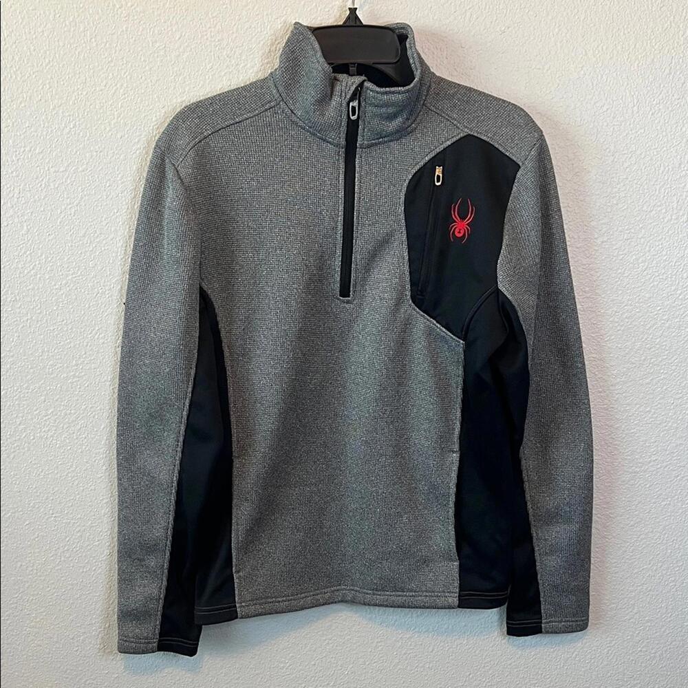 Spyder Waffleknit Quarterzip Black/Gray Size Small